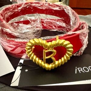 Red Belt with Gold Heart Buckle